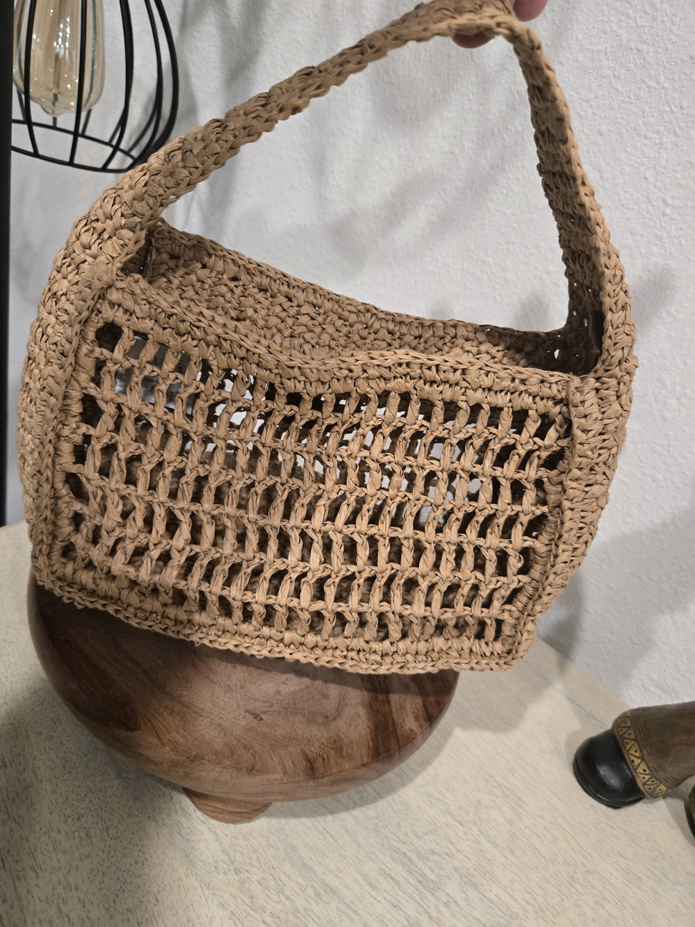 J. Crew Paros open-weave bag in straw Tan